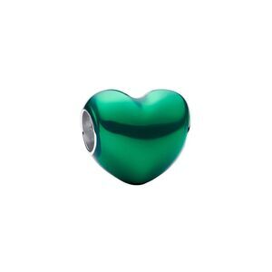 Pandora Moments Silver Metallic Green Heart Charm
